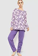 Женская пижама теплая большого размера в 7-и цветах. Сиреневый, L