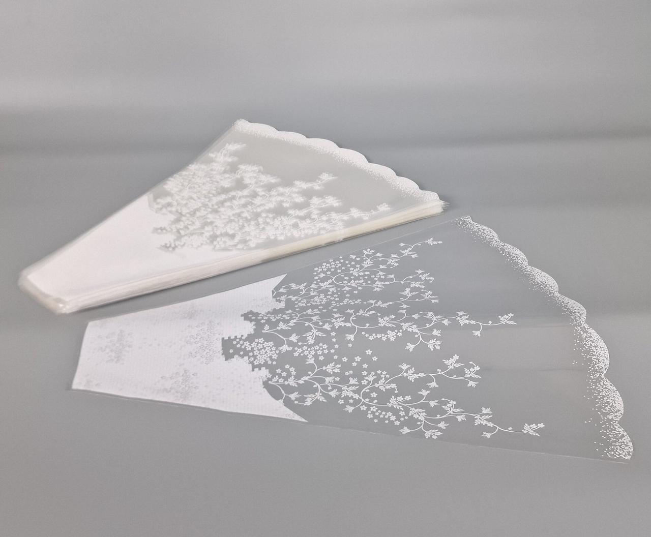 Конусні пакети для квітів з візерунком h50/ 9низ/45верх(100 шт.)візерунок 161 (1100 шт.), фото 1