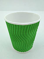 Бумажные стаканы цветные гофрированные 175мл " Зеленый "Маэстро (20 шт)
