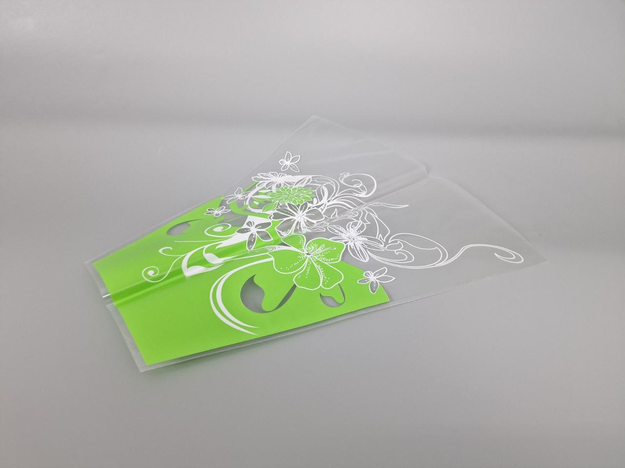 Конусні пакети для квітів з візерунком h35/13низ/35верх салатовий (100 шт) 153 (1) (100 шт), фото 1