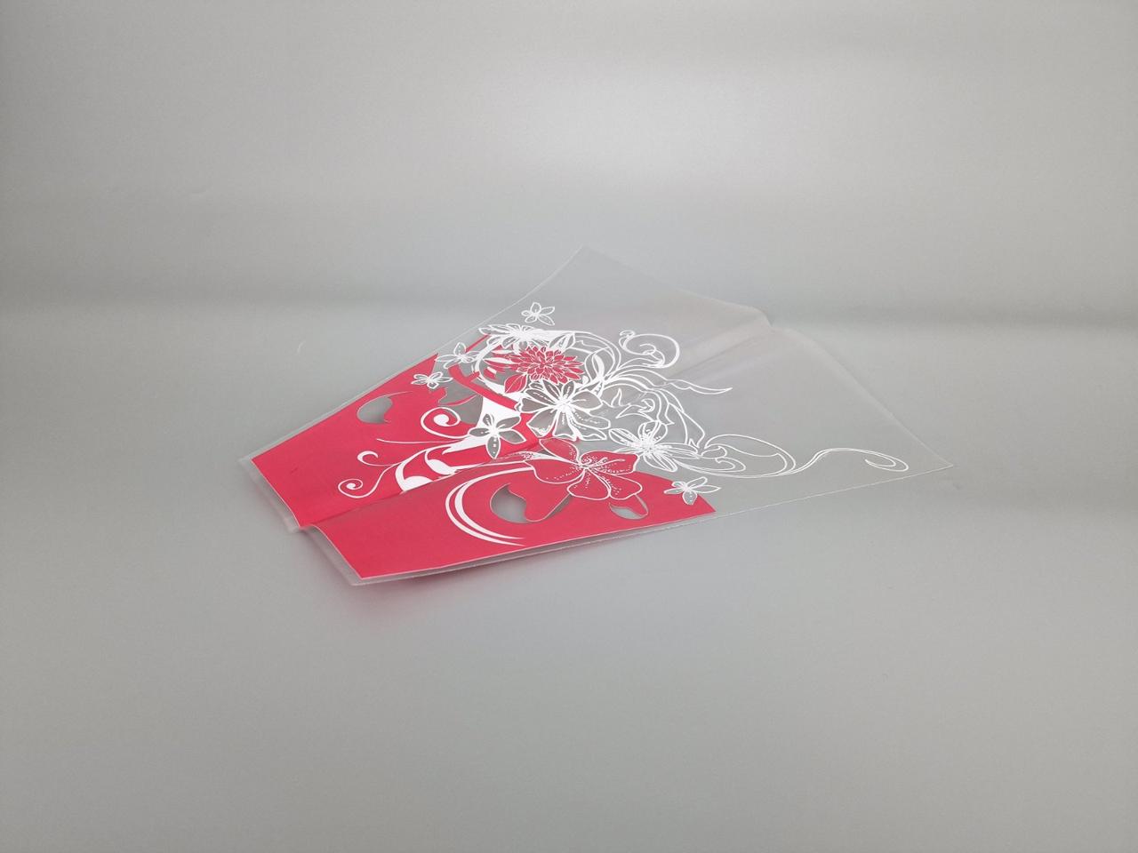 Конусні пакети для квітів з візерунком h35/13низ/35верх червоний (100 шт) 153 (3) (100 шт), фото 1