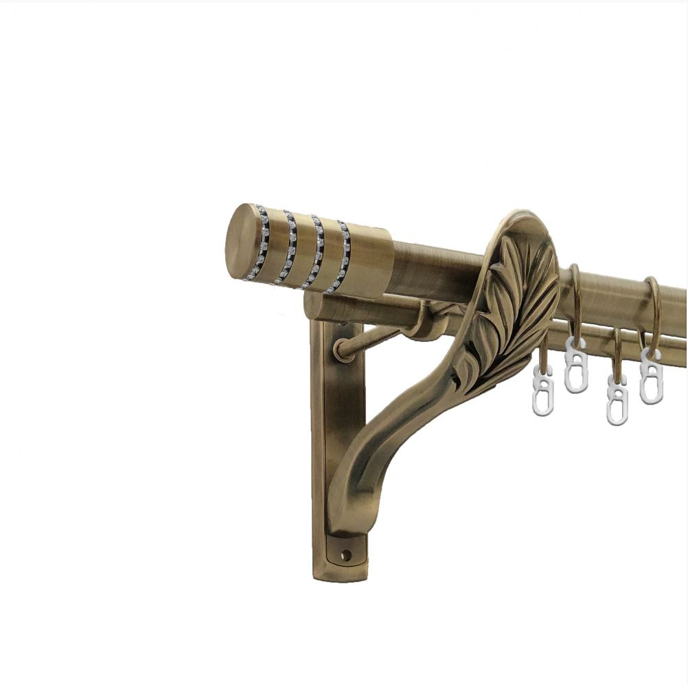 Карниз кований для штор подвійний золото ретро Барамелла 25мм х 16мм діаметр гладка комплект, фото 1