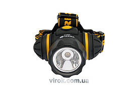 Ліхтар VOREL на чоло, ударостійкий 3-функції, 3 батарейки ААА, 1 LED/ 1 W  [12/48]