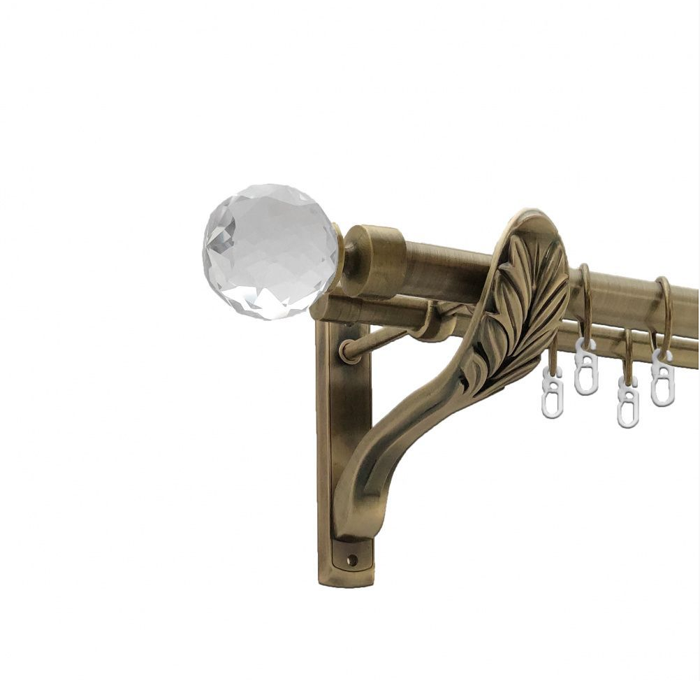 Карниз кований для штор подвійний антик ретро Кристал Куля 25мм х 16мм діаметр гладка комплект, фото 1