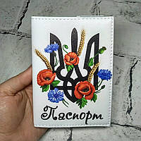 Обкладинка на паспорт громадянина України Герб України з квітами екошкіра Passporty