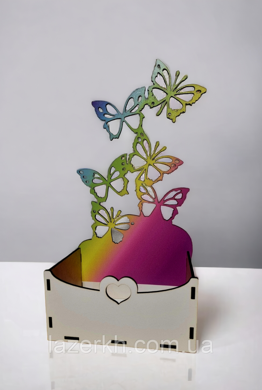 Декоративна оригінальна маленька кошик-кашпо для квітів з метеликами різнокольорова