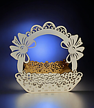 Декоративна оригінальна маленька кошик-кашпо для квітів з бантами білого кольору, фото 2