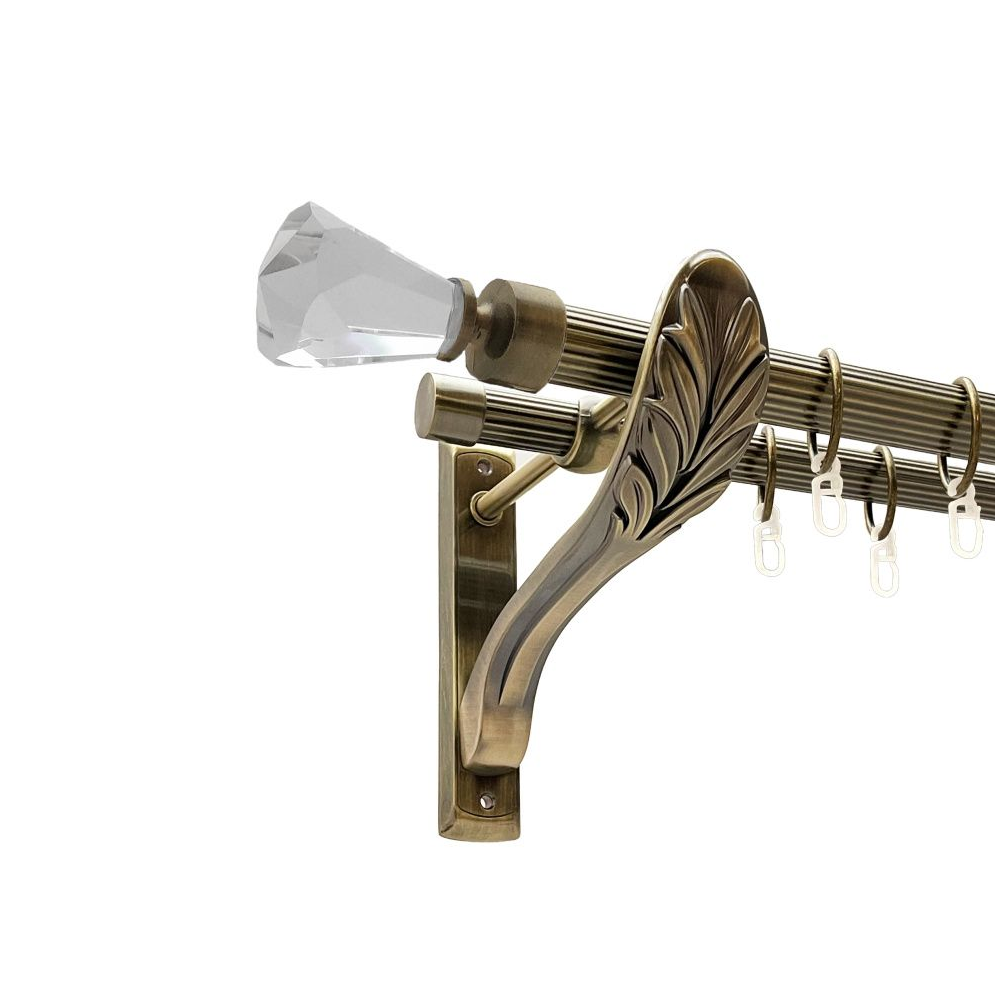 Карниз кований для штор подвійний антик ретро Кристал Конус 25мм х 16мм діаметр рельєфна комплект, фото 1