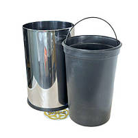 Зносостійке відро для сміття 16Л без кришки, нержавіюча сталь, хром VINKS, фото 2
