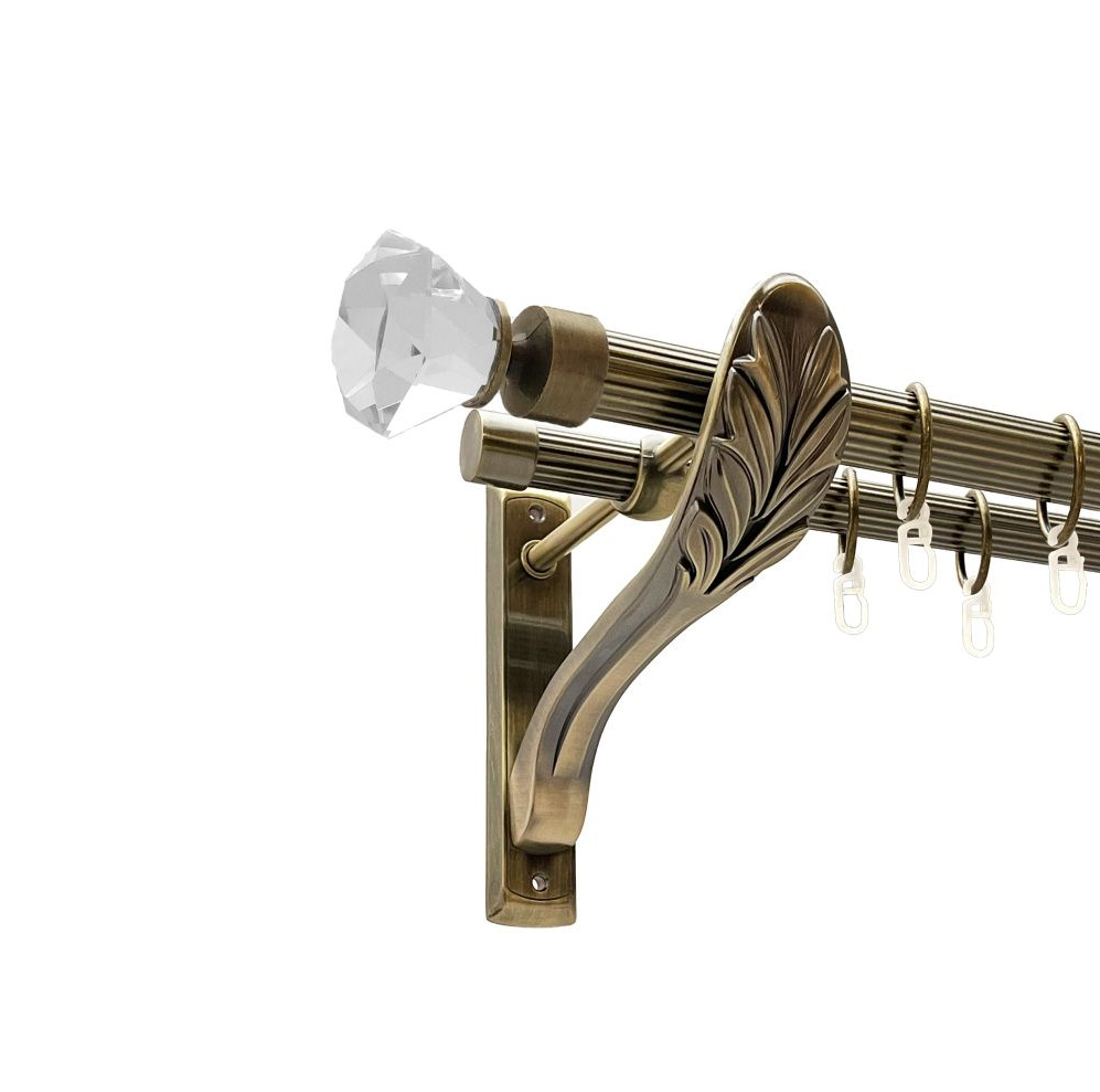 Карниз кований для штор подвійний антик ретро Спектралия 25мм х 16мм діаметр рельєфна комплект, фото 1