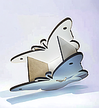 Декоративна оригінальна маленька корзина-кашпо для квітів у вигляді метелика блакитного кольору з малюнком, фото 3