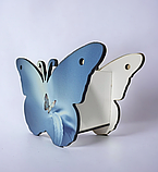Декоративна оригінальна маленька корзина-кашпо для квітів у вигляді метелика блакитного кольору з малюнком, фото 2