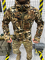 Армійська флісова кофта на блискавці мультиком бойова тепла ссу для військовослужбовців, Фліска з капюшоном multicam