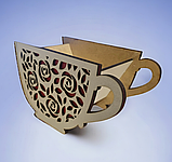 Декоративна оригінальна маленька корзина-кашпо у вигляді чашки з трояндами червоного кольору, фото 2