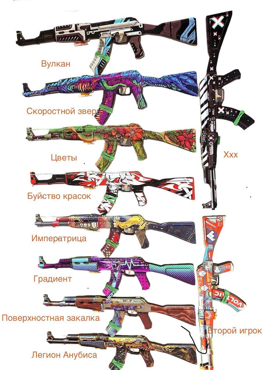 Ігрова дерев'яна дитяча зброя автомат AK47 3D модель в асортименті 52 см F, фото 1