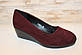Туфлі жіночі бордові замшеві на танкетці Т1780, фото 4