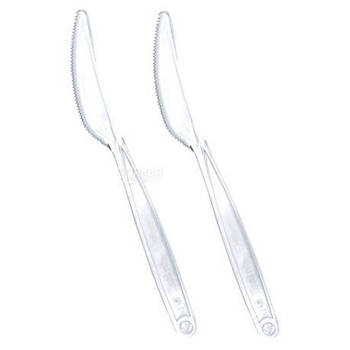 Ніж пластиковий прозорий одноразовий міцний якісний для пікніка, громадського харчування, офісу 100 шт