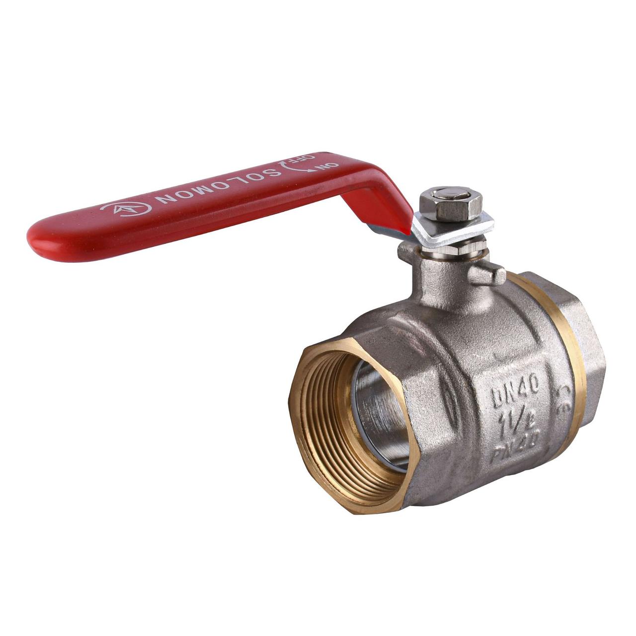 Кран кульовий прямий SOLOMON 1 1/2″ PN40 внутрішній-внутрішній В1001, фото 1