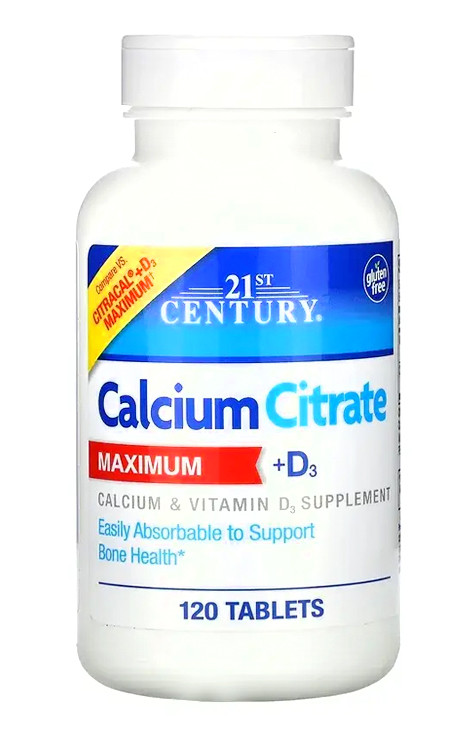 Мінерал Кальцій + D3 21st Century Calcium Citrate Maximum 120 таб США