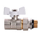 Кран кульовий прямий з американкою Q PROFESSIONAL 1/2″ PN40 Білий метелик QP003, фото 3