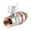 Кран кульовий прямий з американкою Q PROFESSIONAL 3/4″ PN40 Білий метелик QP003, фото 3