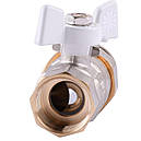 Кран кульовий прямий з американкою Q PROFESSIONAL 3/4″ PN40 Білий метелик QP003, фото 4