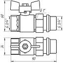 Кран кульовий прямий з американкою Q PROFESSIONAL 3/4″ PN40 Білий метелик QP003, фото 5