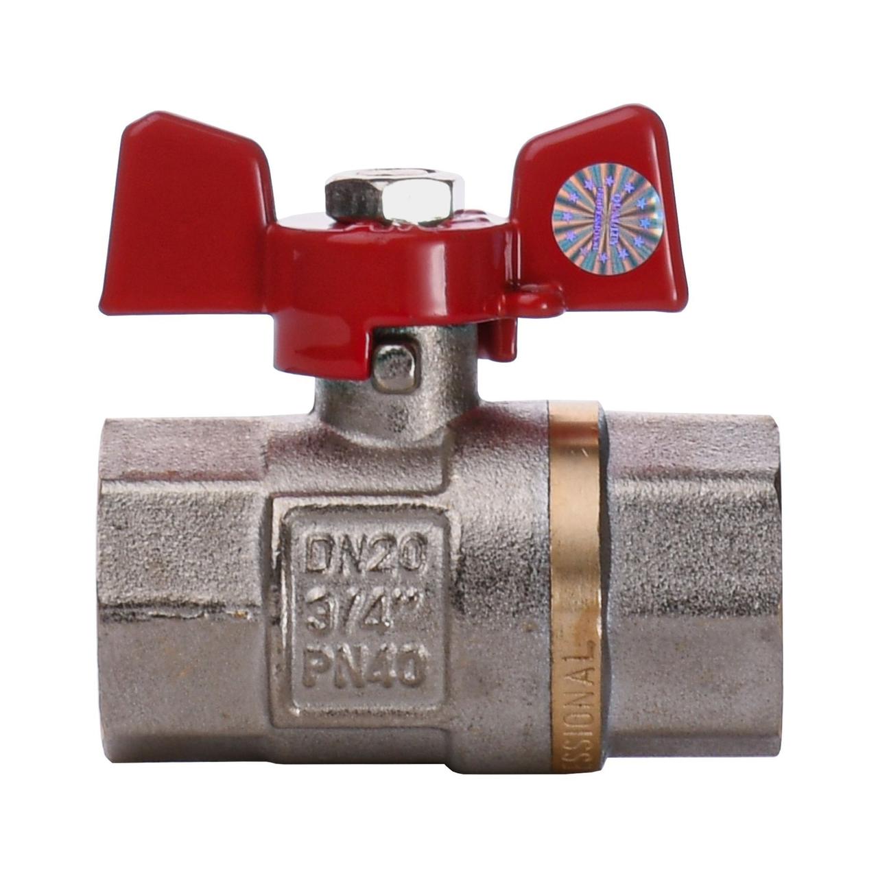 Кран кульовий для води Q PROFESSIONAL DN 3/4" (PN 40) внутрішній-внутрішній QP151, фото 1