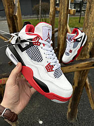 ЗИМОВІ КРОСІВКИ Nike Air Jordan 4 Retro ЛІЦЕНЗІЯ (white / red)