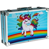 Набір для дитячої творчості та малювання 145 предметів юний художник в алюмінієвій валізі єдиноріг Синій, фото 3