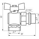 Кран кульовий кутовий з американкою Q PROFESSIONAL 1″ PN40 антипротікання QP004, фото 4