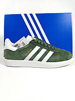 Зеленые мужские замшевые кроссовки адидас газель Adidas Gazelle Green White