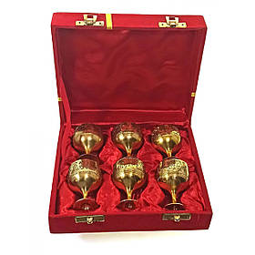 Чарки бронзові позолочені(н-р6шт/30мл) h-5,5(18,5х15,5х5,5 см)