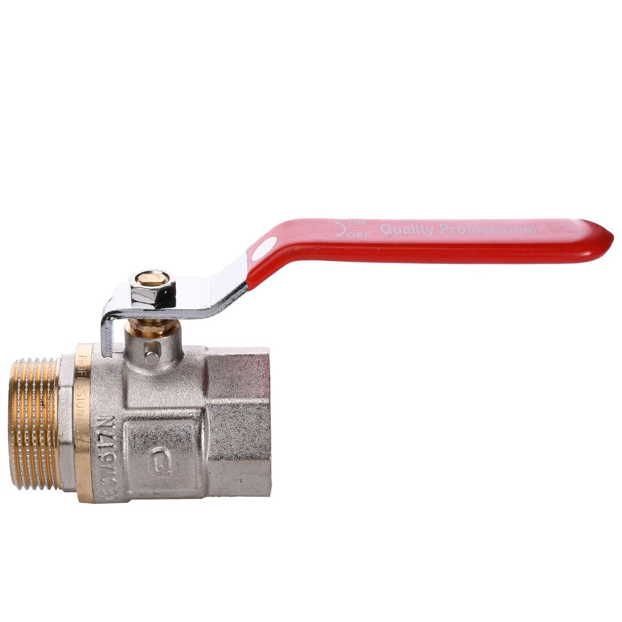 Кран кульовий латунний Q PROFESSIONAL 11/4″ PN 40 внутрішній-зовнішній QP152, фото 1