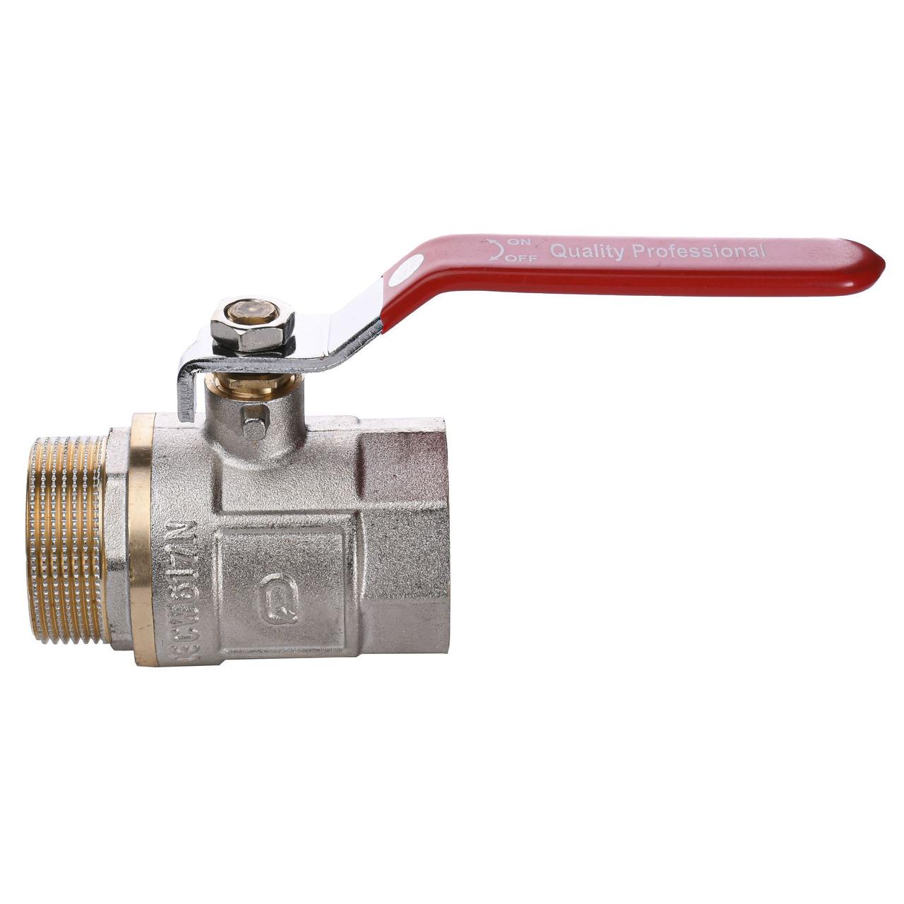 Кран кульовий латунний Q PROFESSIONAL 1 1/2″ PN 40 внутрішній-зовнішній QP152, фото 1