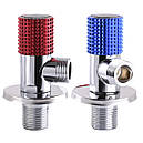 Кран кутовий кульовий SOLOMON EXCLUSIVE 1/2″X1/2″ для сантехприладів (2шт.) 9889 RED/BLUE, фото 6