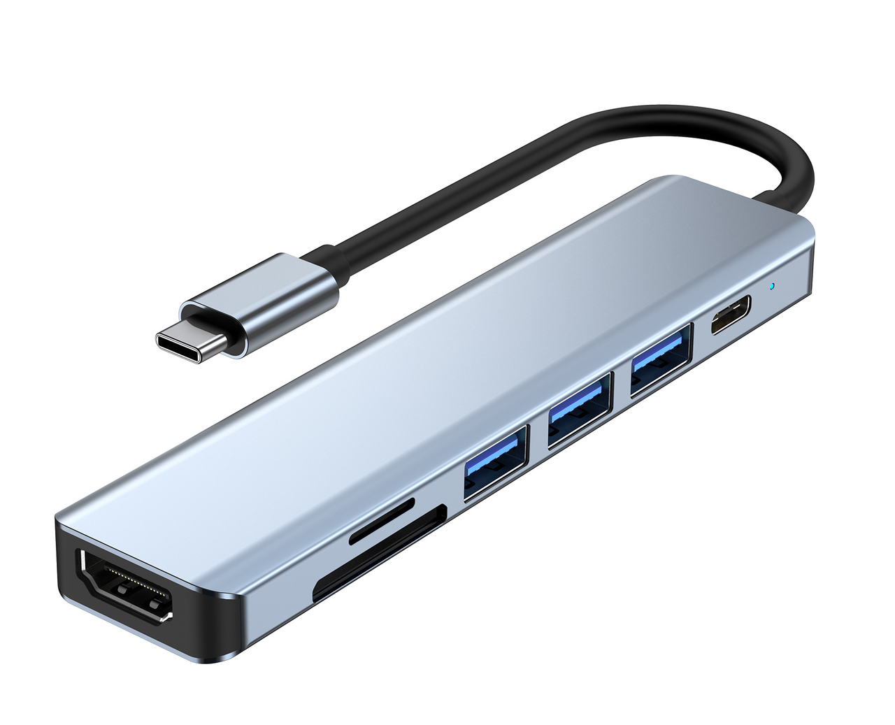 Док станція Deepfox-2120 7 в 1 USB Type-C концентратор для ноутбука 7 портів HDMI картридер