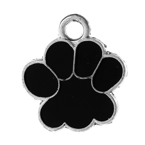 Підвіска Finding Кулон слід собака домашній улюбленець Сталистий чорна емаль 19 мм x 17 мм