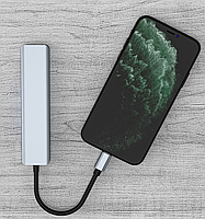 Док станція Deepfox-2120 7 в 1 USB Type-C концентратор для ноутбука 7 портів HDMI картридер, фото 9