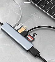 Док станція Deepfox-2120 7 в 1 USB Type-C концентратор для ноутбука 7 портів HDMI картридер, фото 11