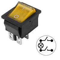 Клавішний вимикач IRS-201-1A ON-OFF 30,8*25,5 мм 4pin жовтий з підсвічуванням