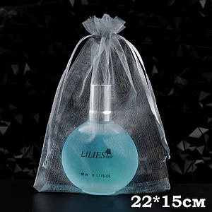 Подарункові мішечки з органзи / Упаковка - 10шт / 22х15см / Сірий №4/4