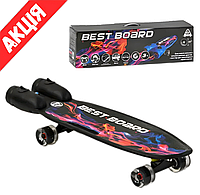 Скейтборд детский Best Board S-00501 Пенни борд с паровыми турбинами и дымом Скейт светящийся для детей Черный
