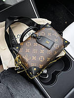 Женская брендовая сумка Louis Vuitton с цепью, модная темно-коричневая кожаная сумка Луи Виттон