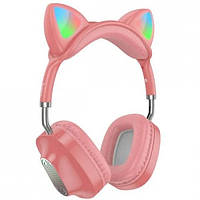 Беспроводные наушники с кошачьими ушками Hoco ESD13 Cat Ear Розовые