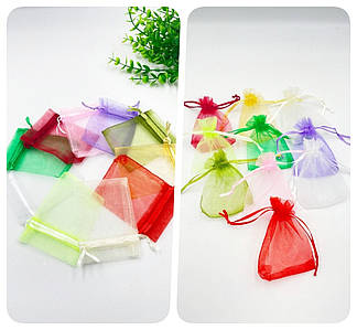 Подарункові мішечки з органзи / ОПТ - в Упаковці 100шт / 6,5х8,5см / Мікс №45