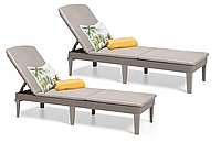 Комплект шезлонгов Allibert Jaipur Sun Lounger with Cushion 2 шт. с матрасом капучино