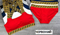 Женский комплект белья Fendi Фенди 2 в 1 - топ + слипы, женский набор белья со слипами Красный, M