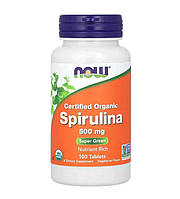 Спіруліна органічна сертифікована NOW Foods, 500 мг, 100 таблеток