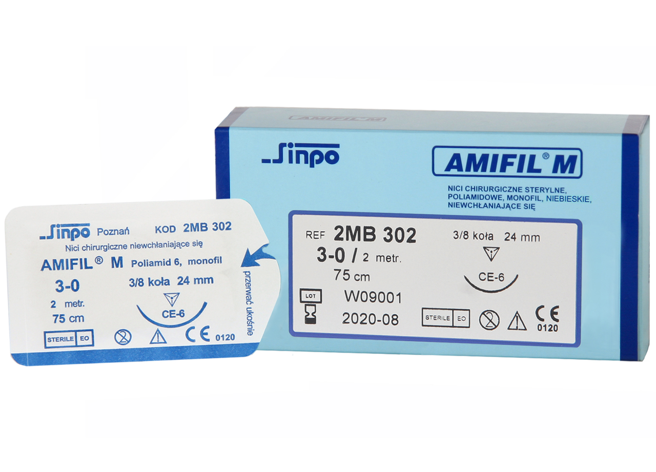 Шовний матеріал Поліамід Amifil Аміфіл 4-0 19мм